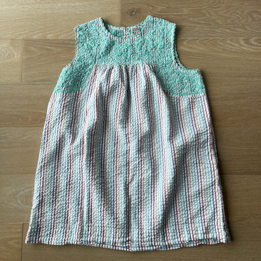Sister Mary Madeline Stripe Seersucker Embroidered Dress
